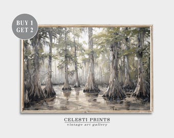 Louisiana Travel, Swamp Artwork, USA Art, Travel Gift, Louisiana Print, Swamp Landscape, Louisiana Painting, Digital Download