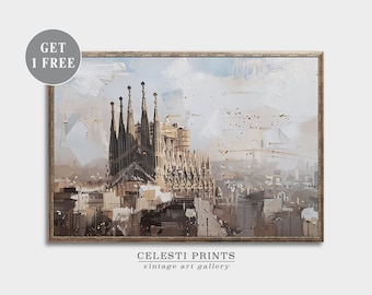 Arte de la Sagrada Familia, Arte mural de Barcelona, Arte mural de España, Paisaje urbano de Barcelona, Impresión de Barcelona, Pintura de Barcelona, Descarga digital