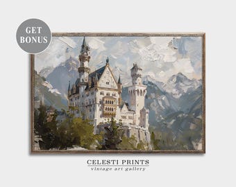 ドイツ　　ノイシュヴァンシュタイン城の水彩画 ドイツ ノイシュヴァンシュタイン城の水彩画 ノイシュヴァン