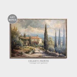 French Countryside Print, French Farmhouse Decor, Provence Countryside Art, Vintage French House Painting, Marseille Art, Digital Download