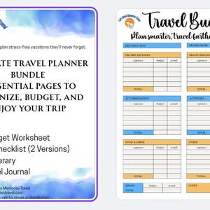 Ultimate Travel Planner Bundle – 5 Printable Pages | Budget Tracker, Packing Lists, Itinerary & Journal | Family Vacation Organizer PDF