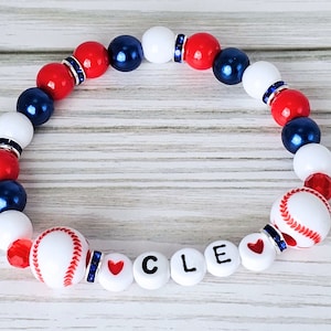 Cleveland Guardians stretch bracelet, CLE sports jewelry, Cleveland Indians bracelet, Cleveland sports jewelry, Indians baseball, Guardians