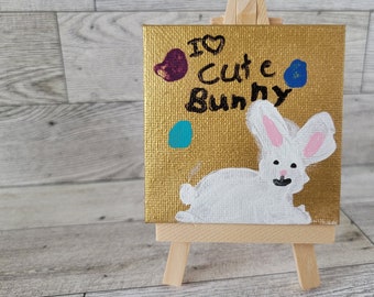 I Love Cute Bunny Mini Painting