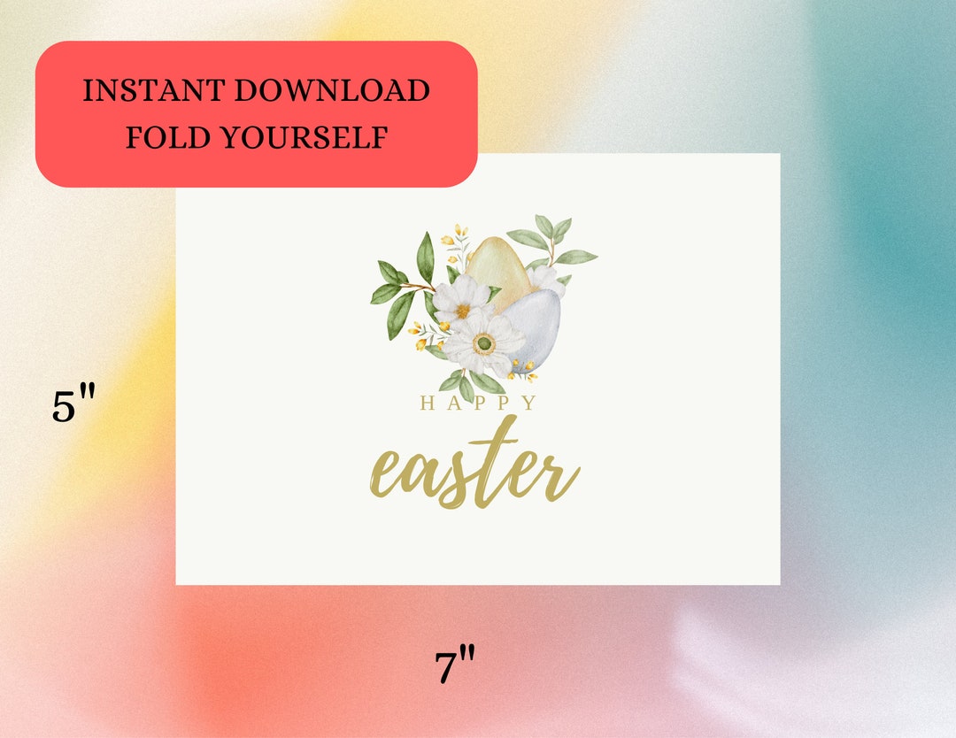Easter Card, Printable, Digital & Instant Download, Pastel Easter Egg