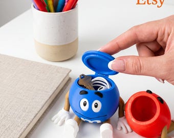 Mini 3D Printed M&M Guy: 2-inch Candy/pencil Holder With Storage