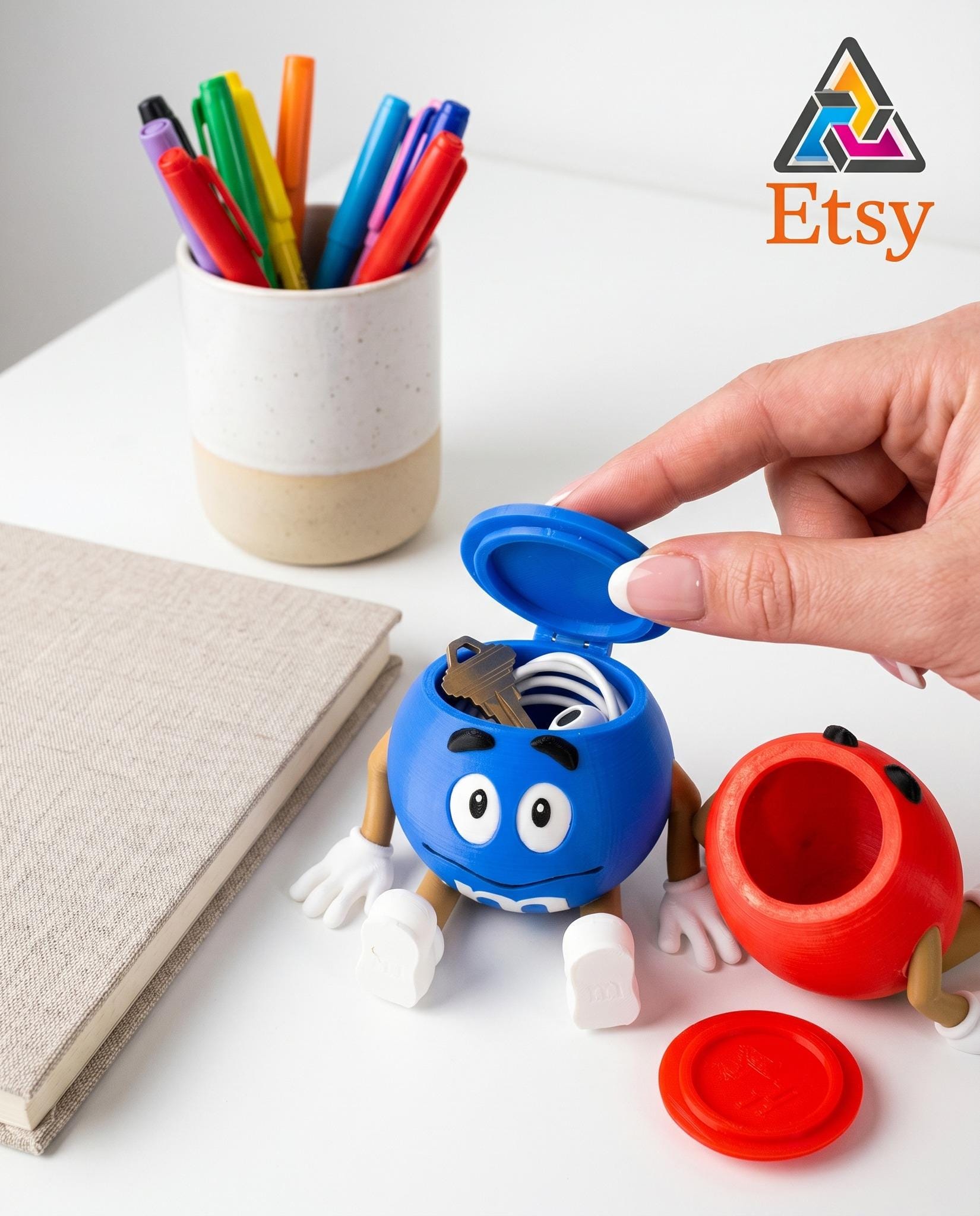 Mini 3D Printed M&M Guy: 2-inch Candy/pencil Holder With Storage