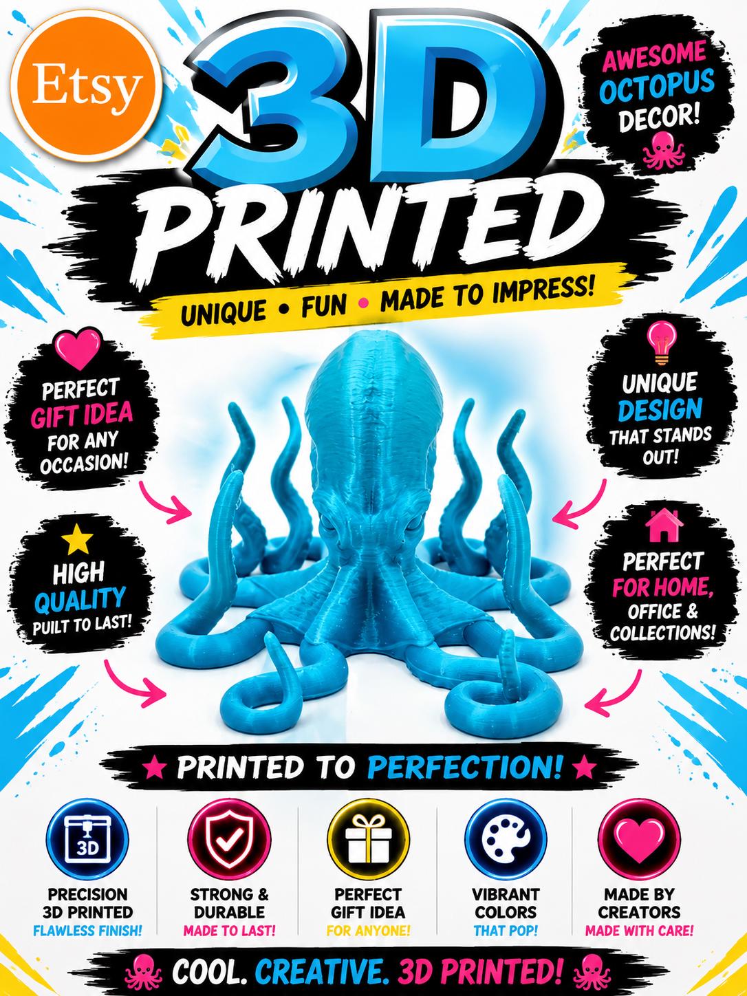 3D Printed Octopus Tablet & Phone Holder: Desk Decor
