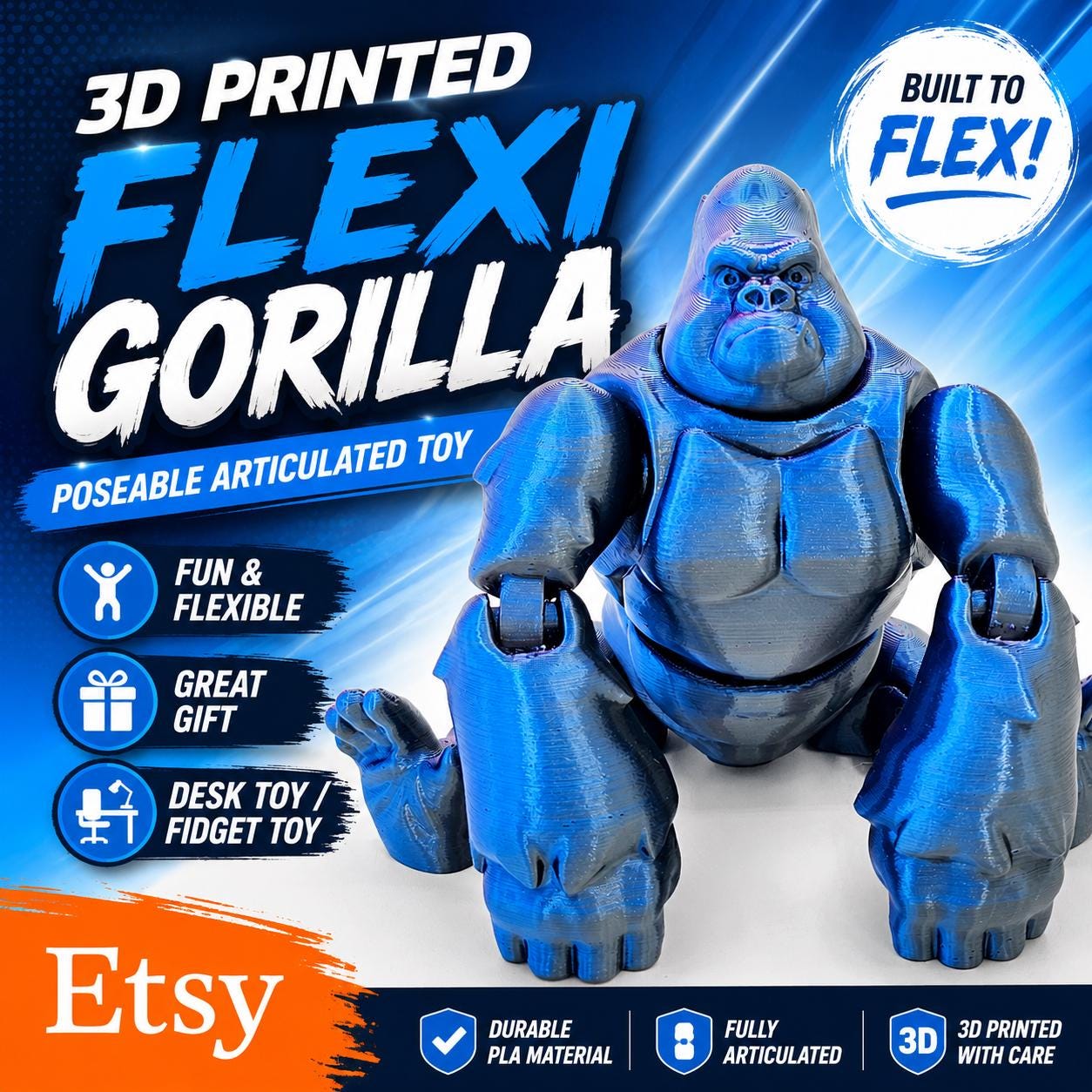 3D Printed Flexi Gorilla: Poseable Articulated Toy