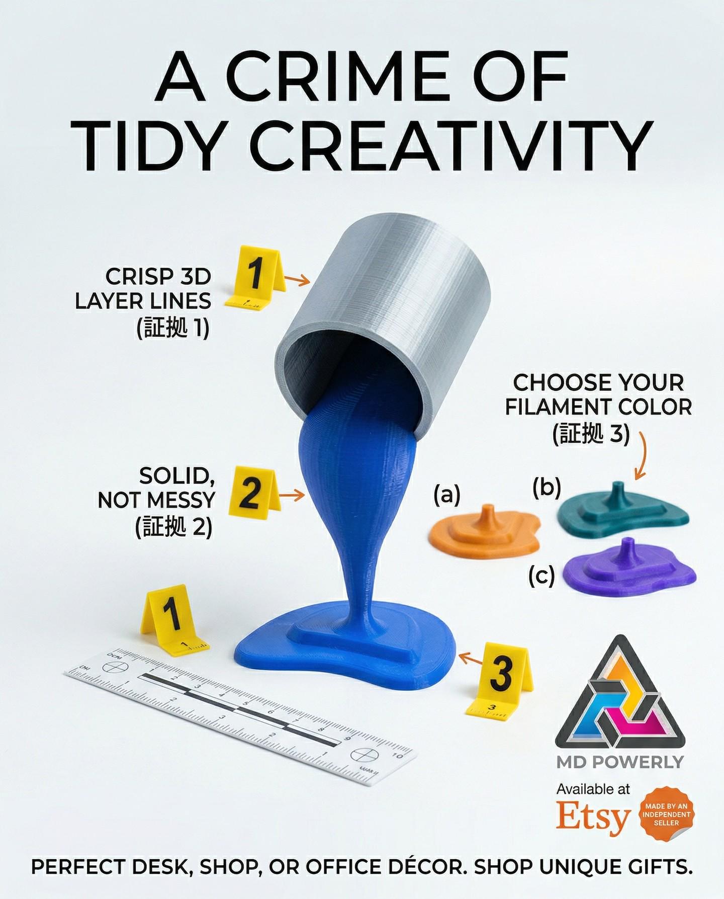 3D Printed Paint Spill Sculpture: Creative Fan Art Home Decor