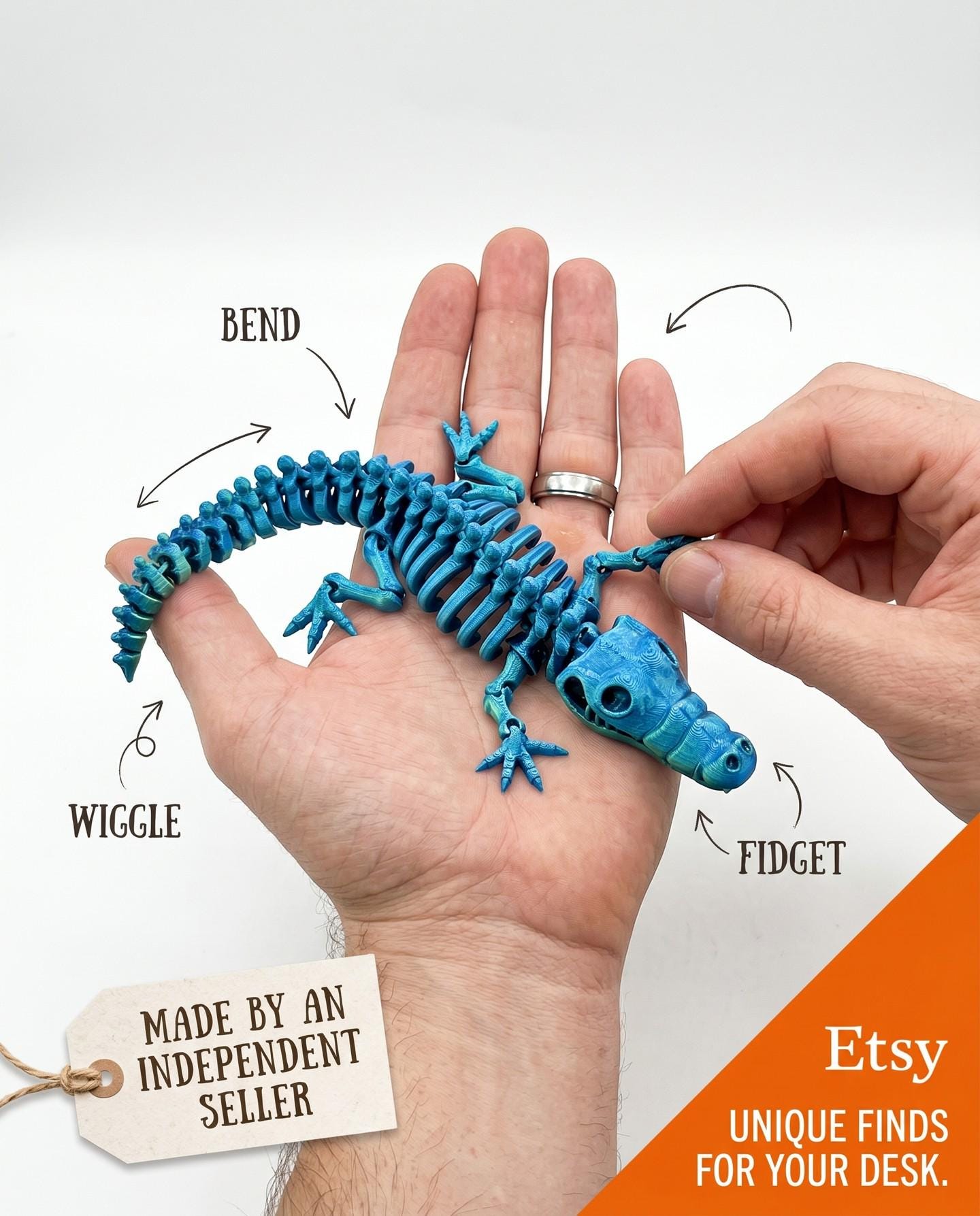 3D Printed Flexi Skeleton Alligator Toy: Fidget Animal