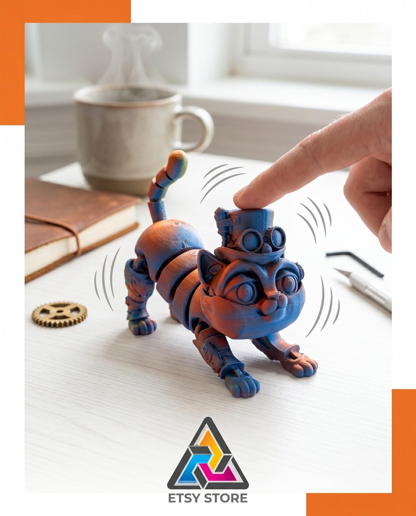 3D Printed Steampunk Cat: Articulated Fidget Toy