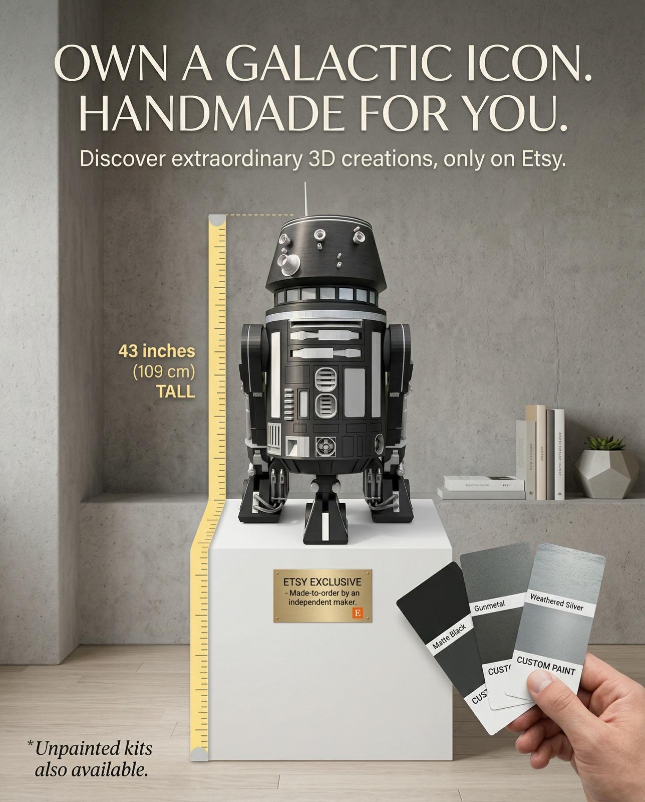 R2-Q5 Droid | 43" | Life-Size 3D Printed Imperial Astromech Replica! - Fan Art