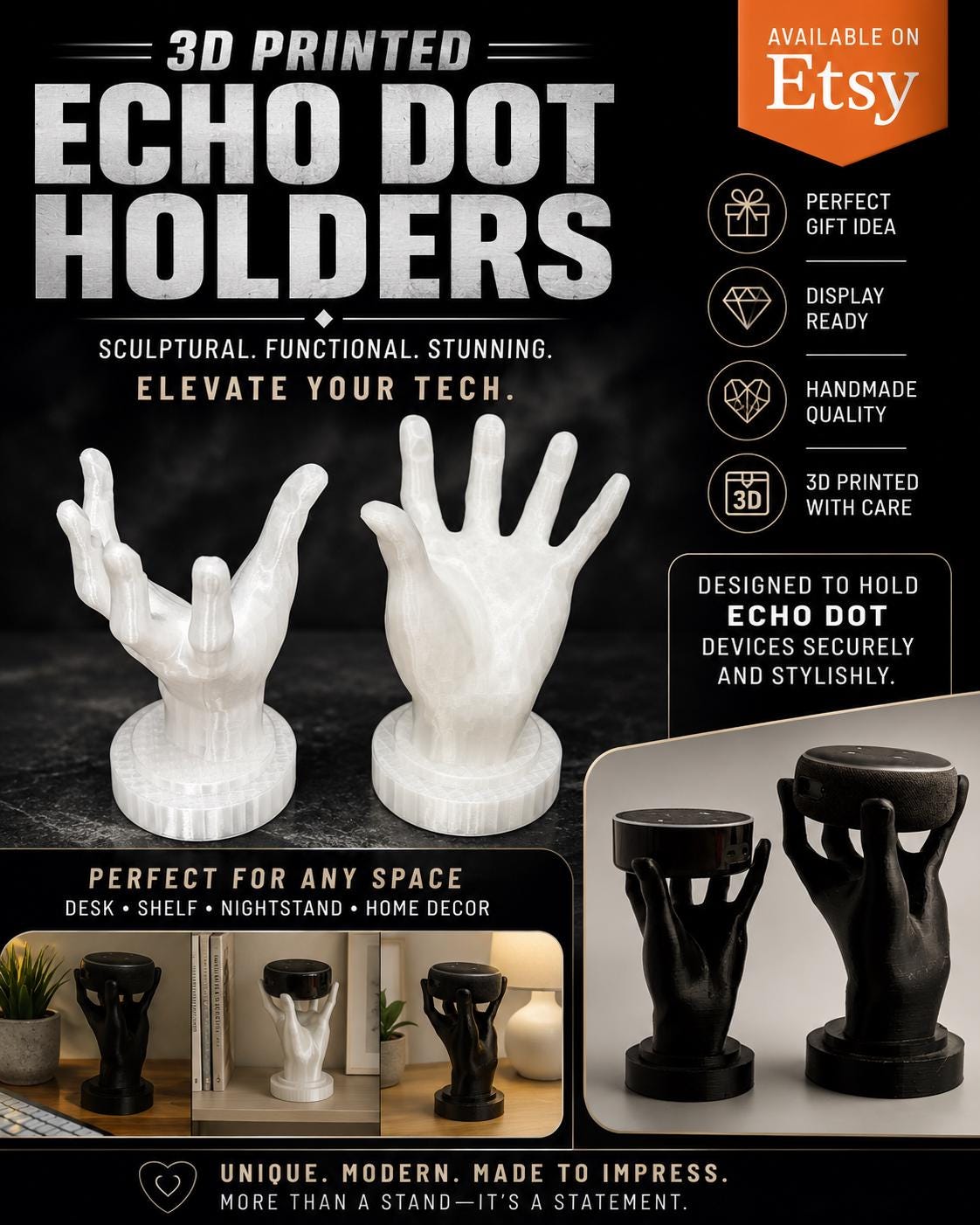 Hand-Shaped Echo Dot Stand: 3D Printed Alexa Holder