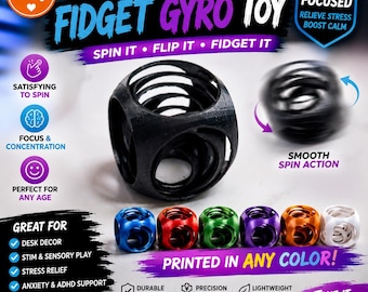 3D Printed Fidget Gyro Toy: Desk Decor Stim Toy