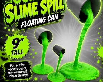 3D Printed Oozing Slime Spill with Floating Can - 9" Tall