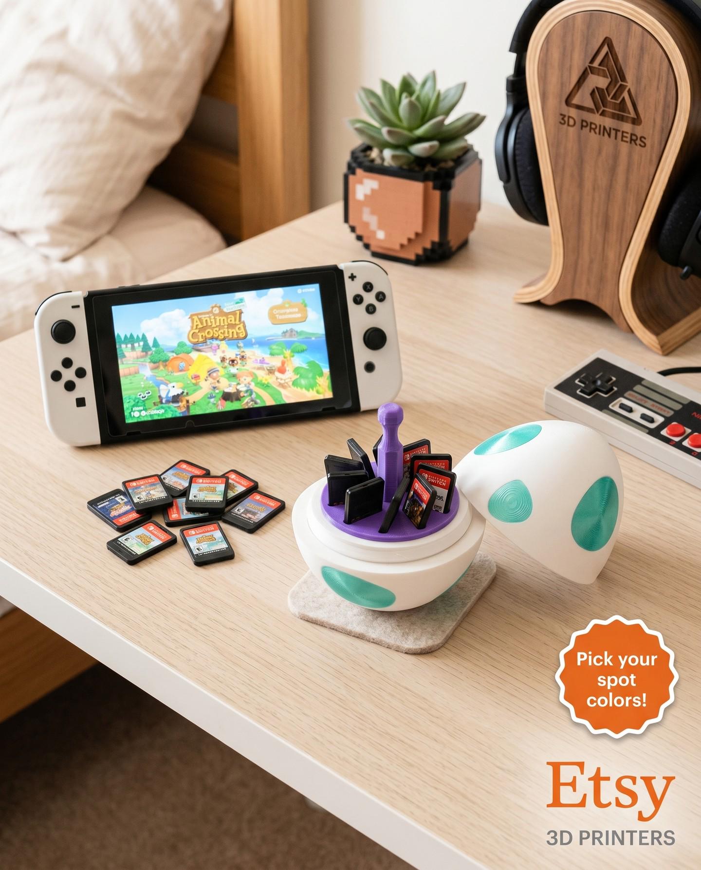 Yoshi Egg Nintendo Switch Game Holder - 3D Printed, Desk Toy - Color Choices Available!