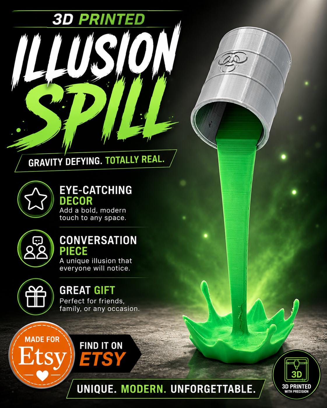 3D Printed Biohazard Spill Can– Toxic Slime Desk Toy