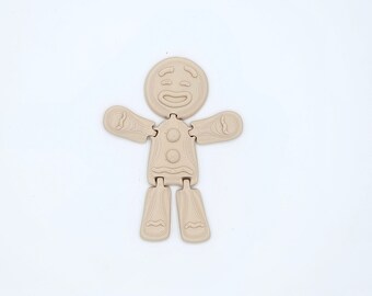 3D Printed Gingerbread Man Fidget Toy: Holiday Stress Relief