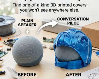 3D-geprinte adelaar-robotkop - Amazon Echo Dot 4e generatie hoes