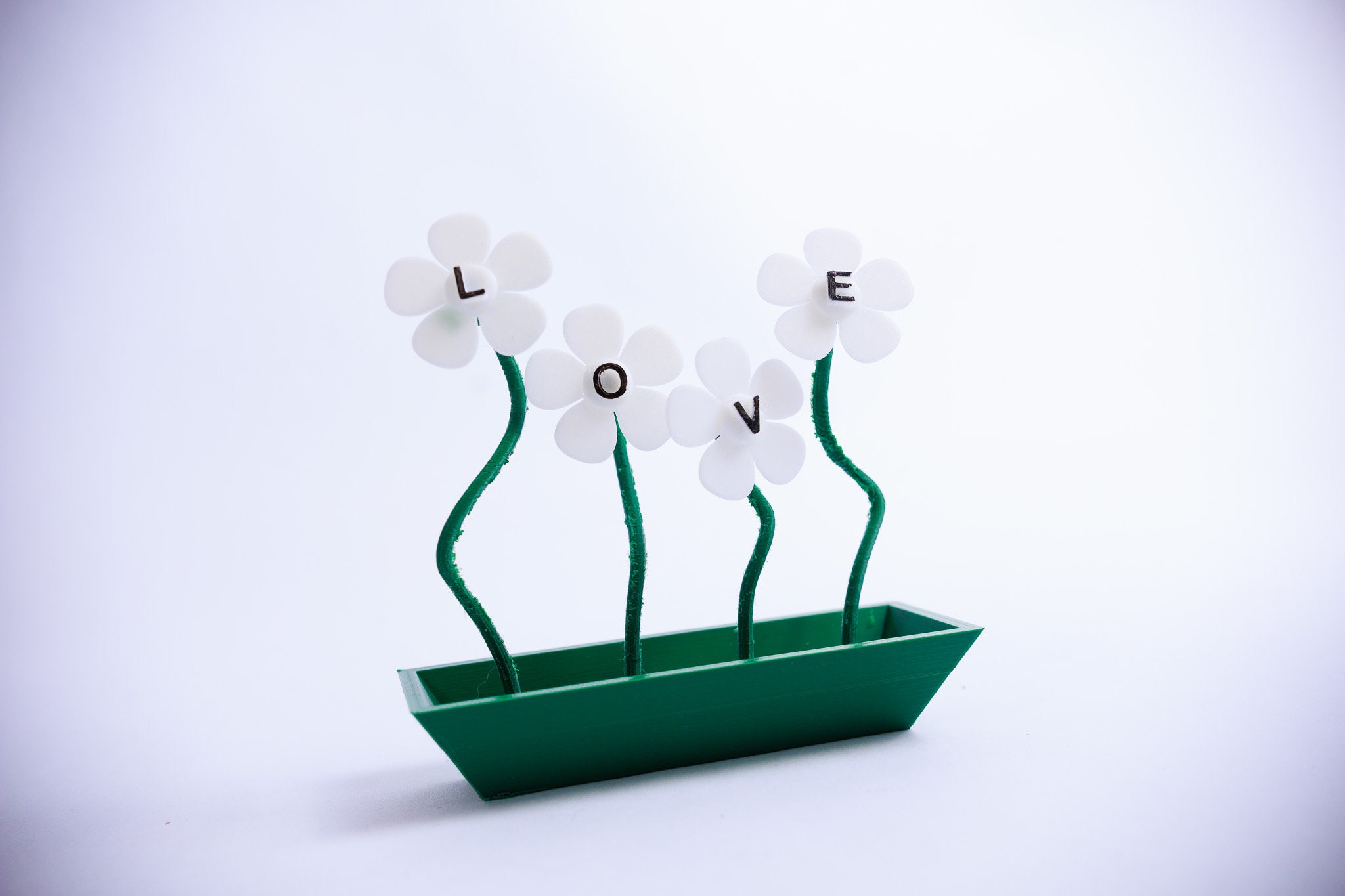 LOVE Flower Set: Dainty 3D Printed PLA Decor