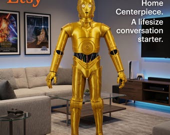 Life Size C-3PO Droid, 6-Foot 3D Printed Sci-Fi Robot
