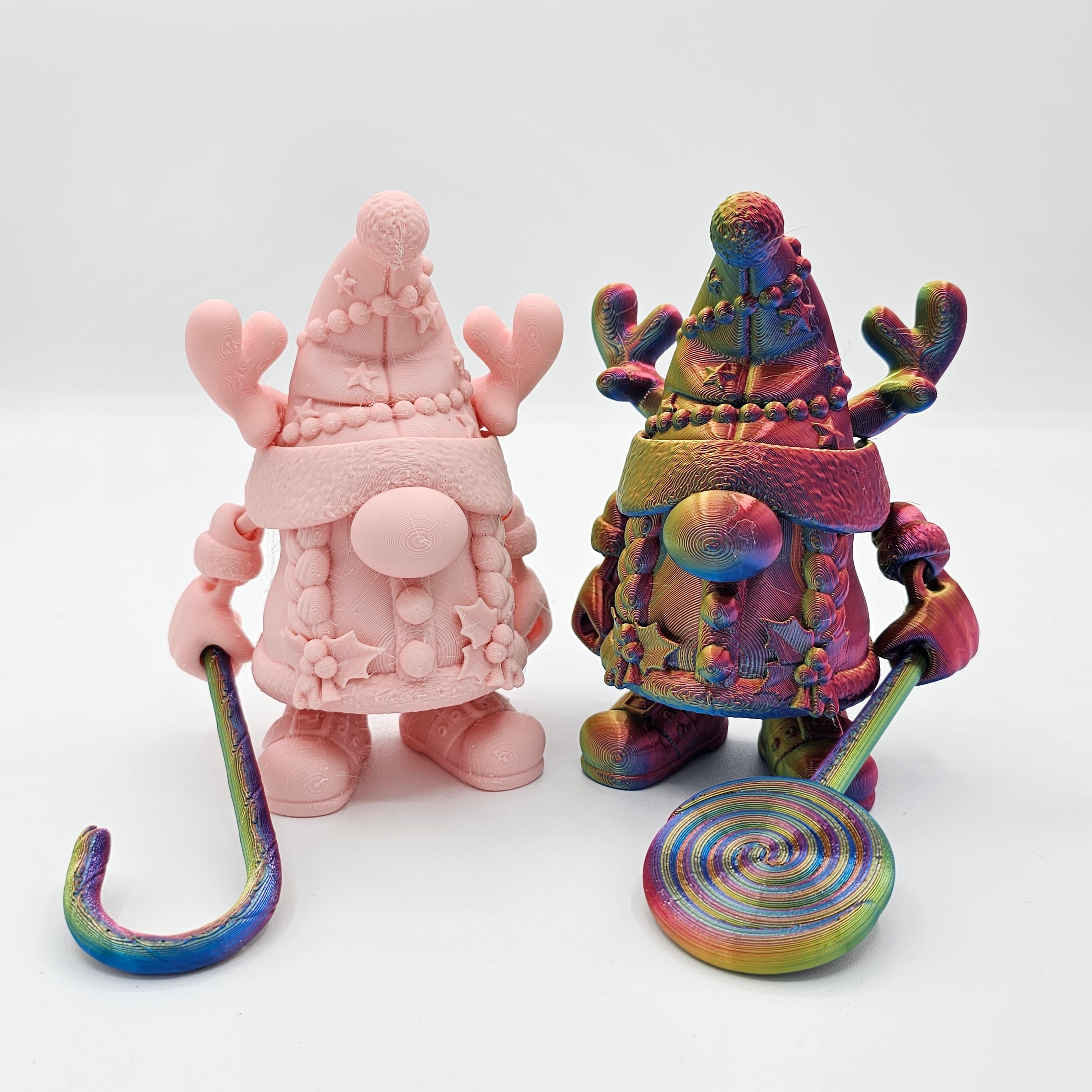 3D Printed Christmas Gnome with Lollipop: Customizable Holiday Decor