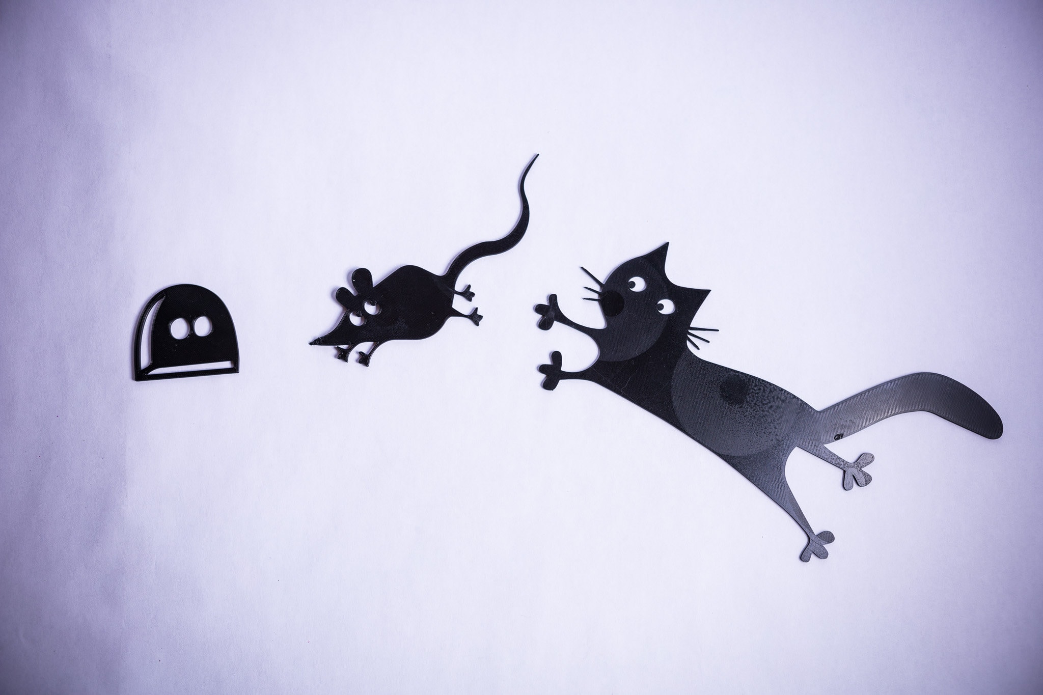 3D Printed Cat and Mouse Wall Art - Kids Room Decor