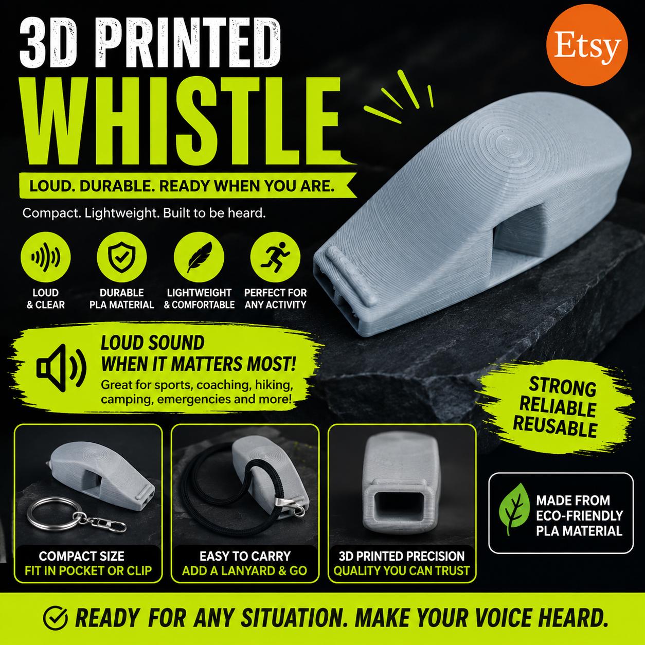 3D Printed Whistle: Loud Safety & Sports Tool