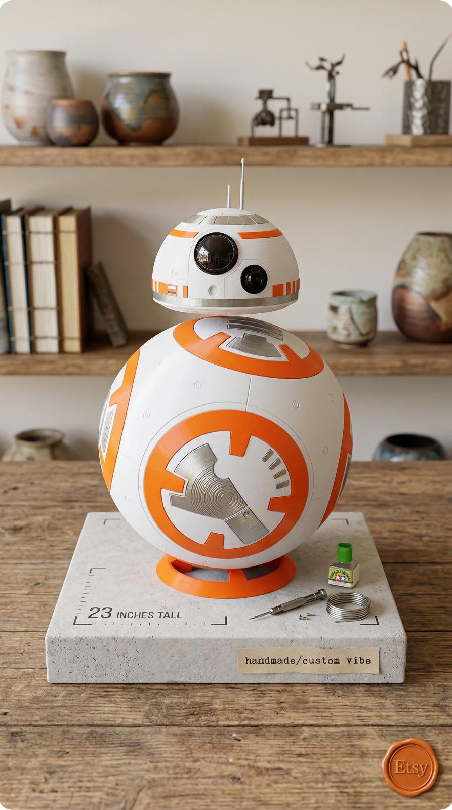 BB-8 Droid Star Wars Life Size Replica 1:1 Scale 3D Printed - Collectors Item -