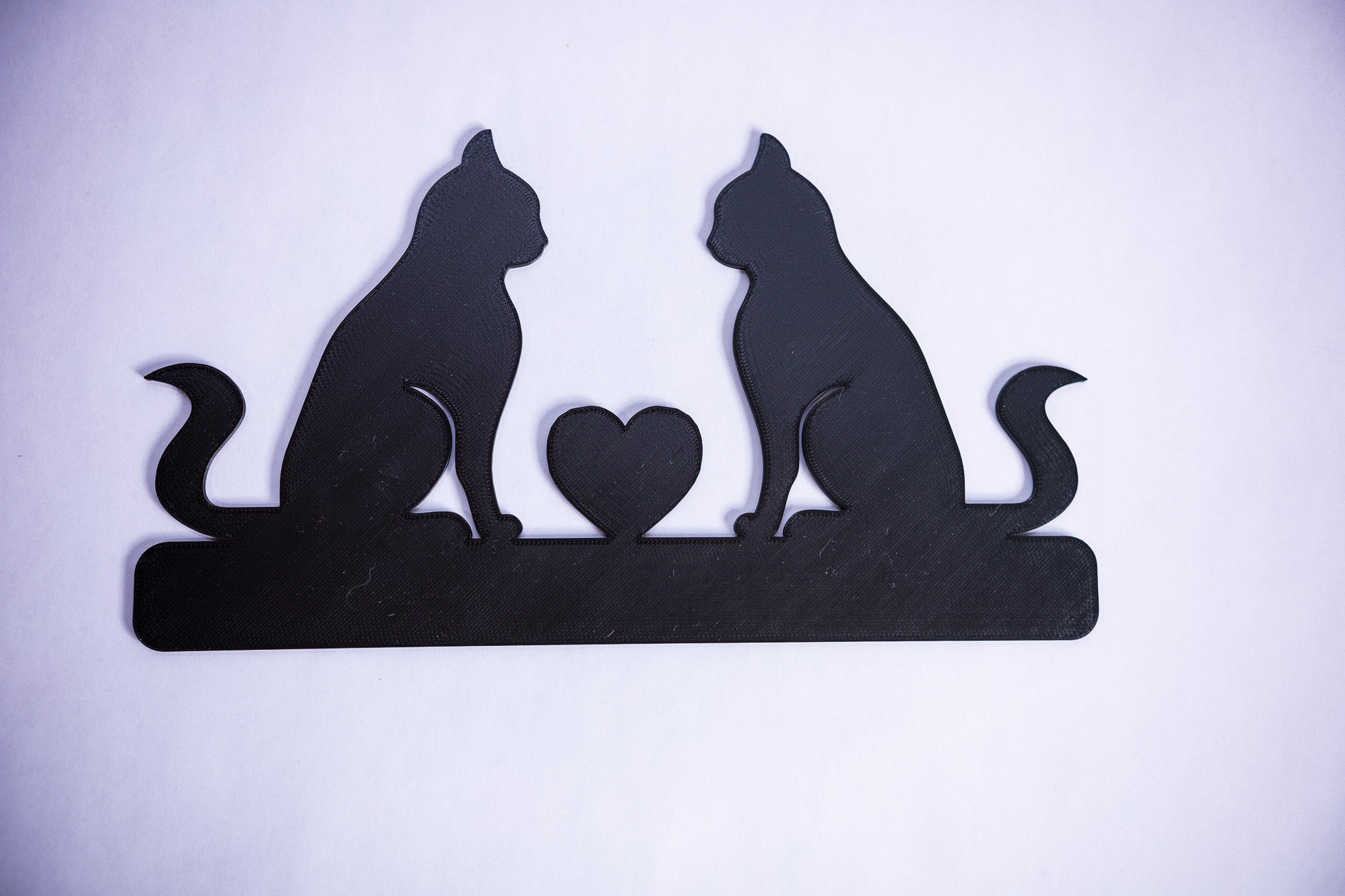 3D Printed Cat Love Wall Display: Two Cats with Heart