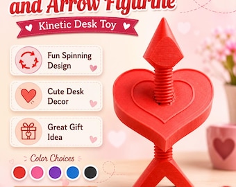 3D Printed Spinning Heart and Arrow Figurine: Kinetic Desk Toy