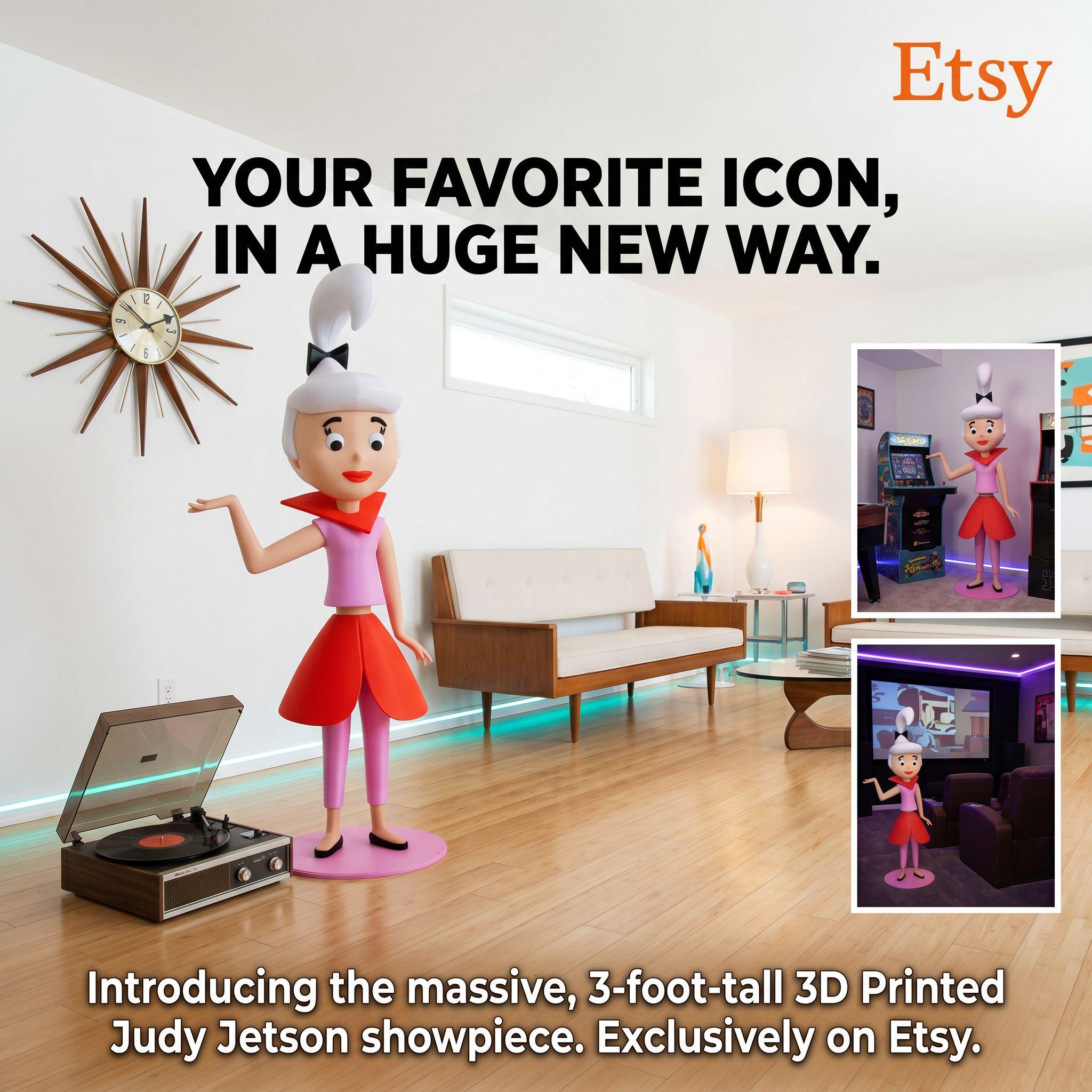 Judy Jetson – 36” Tall 3D Printed Statue – Oversized Jetsons Collectible Figure