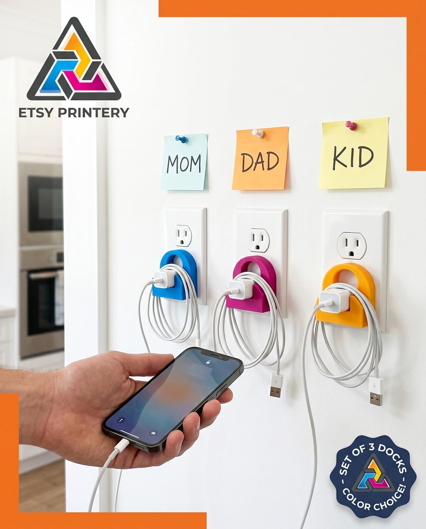 3D Printed iPhone Charger Lock: Anti-Loss Wire Dock (Set of 3)