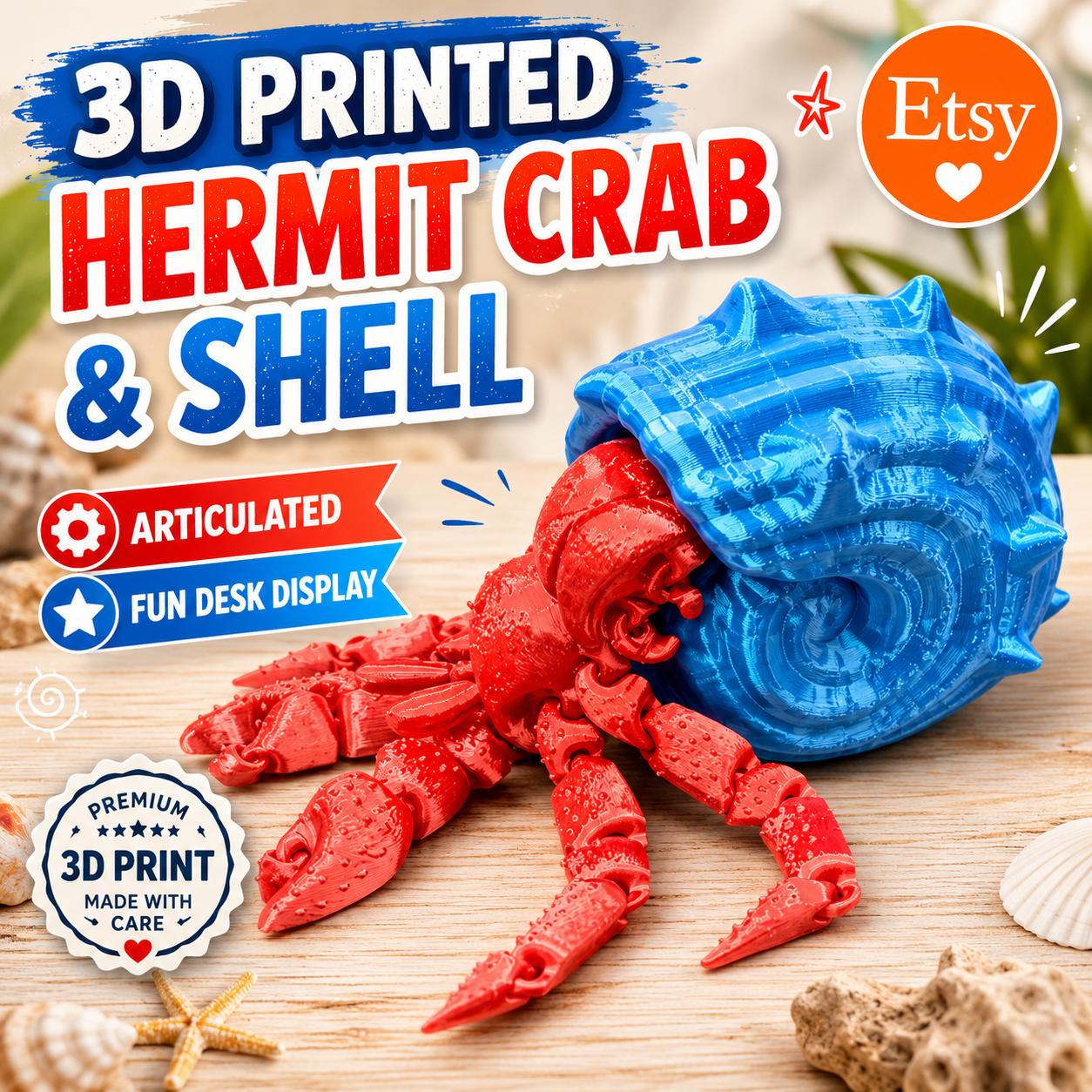 Hermit Crab and his Shell 3D Print: Comes out his shell also!