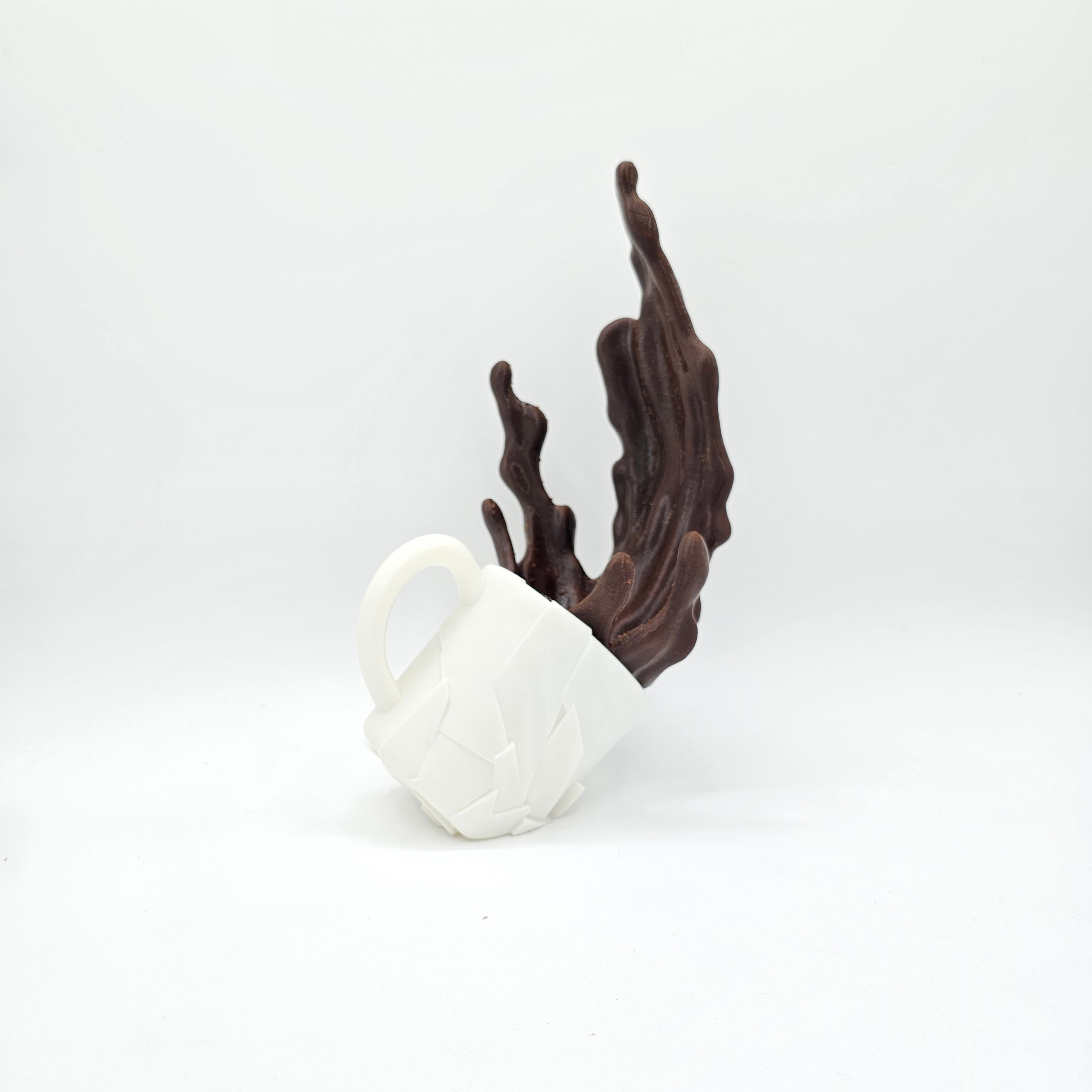 Falling Cup Spill Sculpture: Coffee, juice, Milk, or ETC. 3D Printed