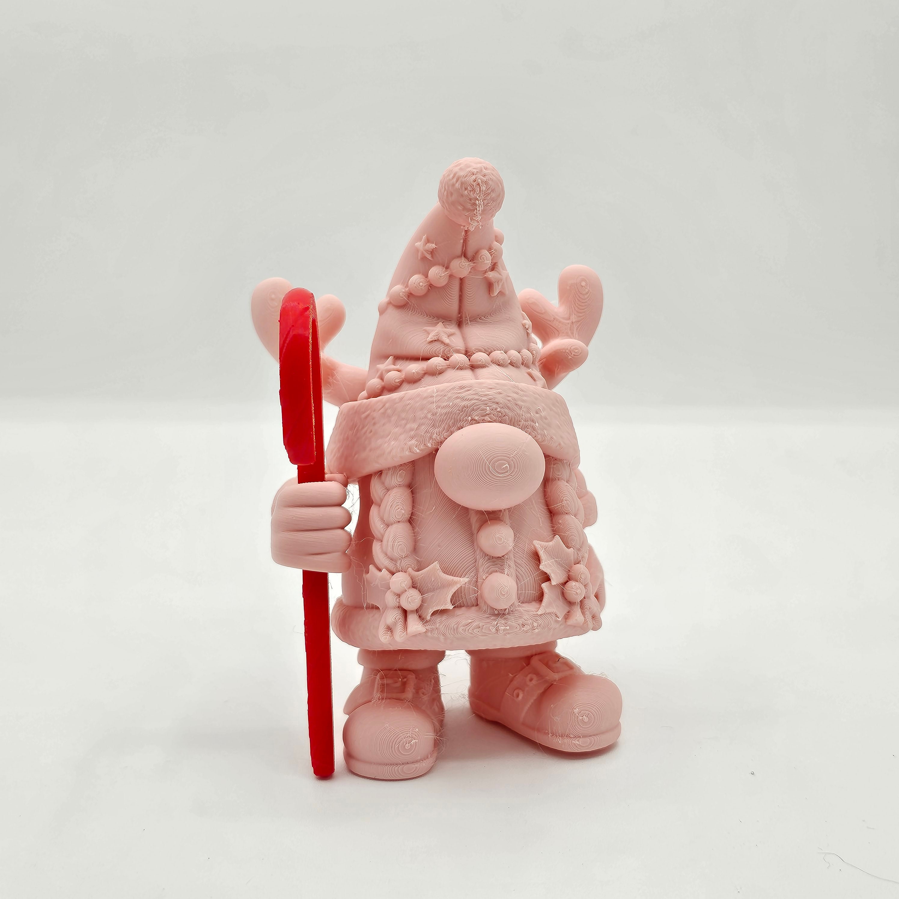 Sweet Festive Charm: 3D Printed Christmas Gnome Female with Lolly Pop – A Whimsical Holiday Delight!