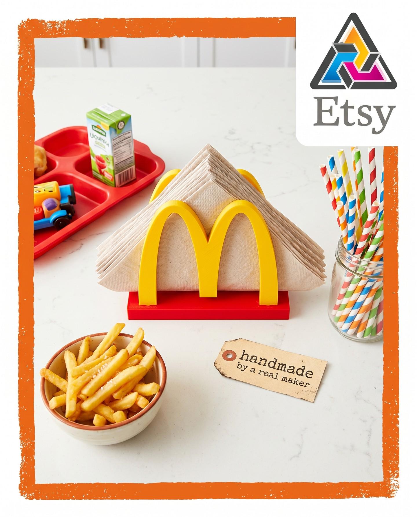 3D Printed McDonalds Napkin Holder - Comes as shown.. Kids will love this!
