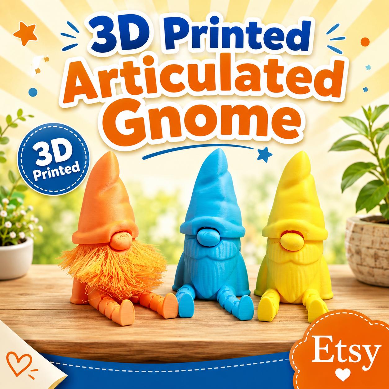 3D Printed Articulated Gnome: Posable Fidget Toy