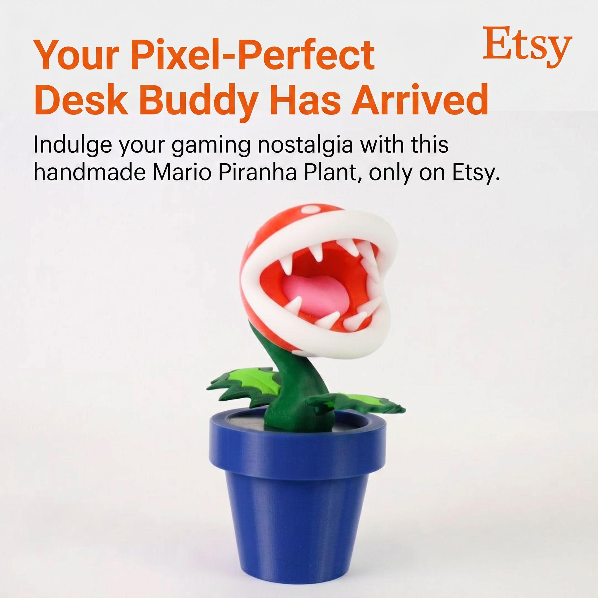 3D Printed Mario Brothers Piranha Plant - Choose Vase Colors