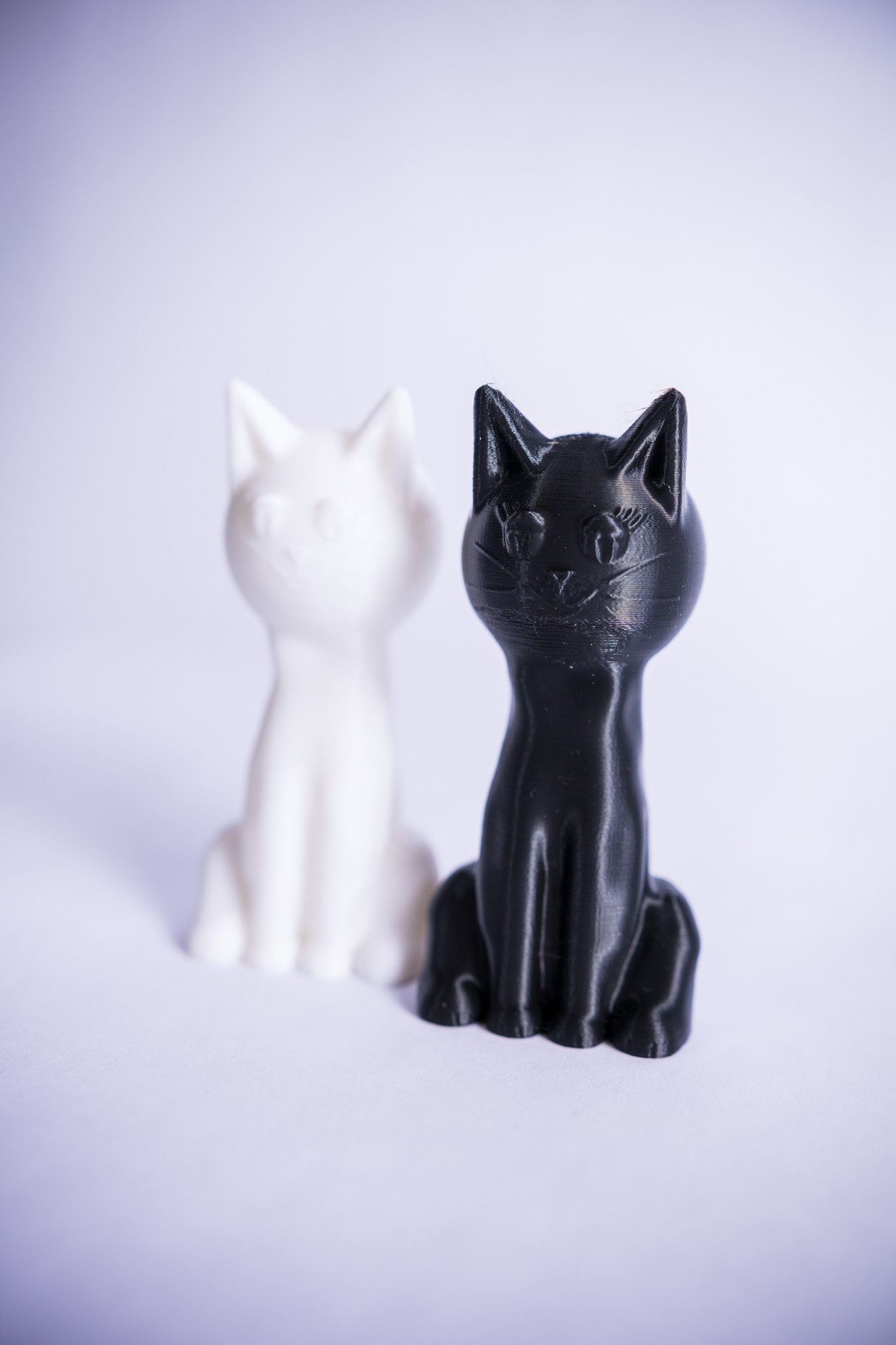 3D Printed Sitting Cat Figurine: Big Headed PLA Decor (Set of 2)