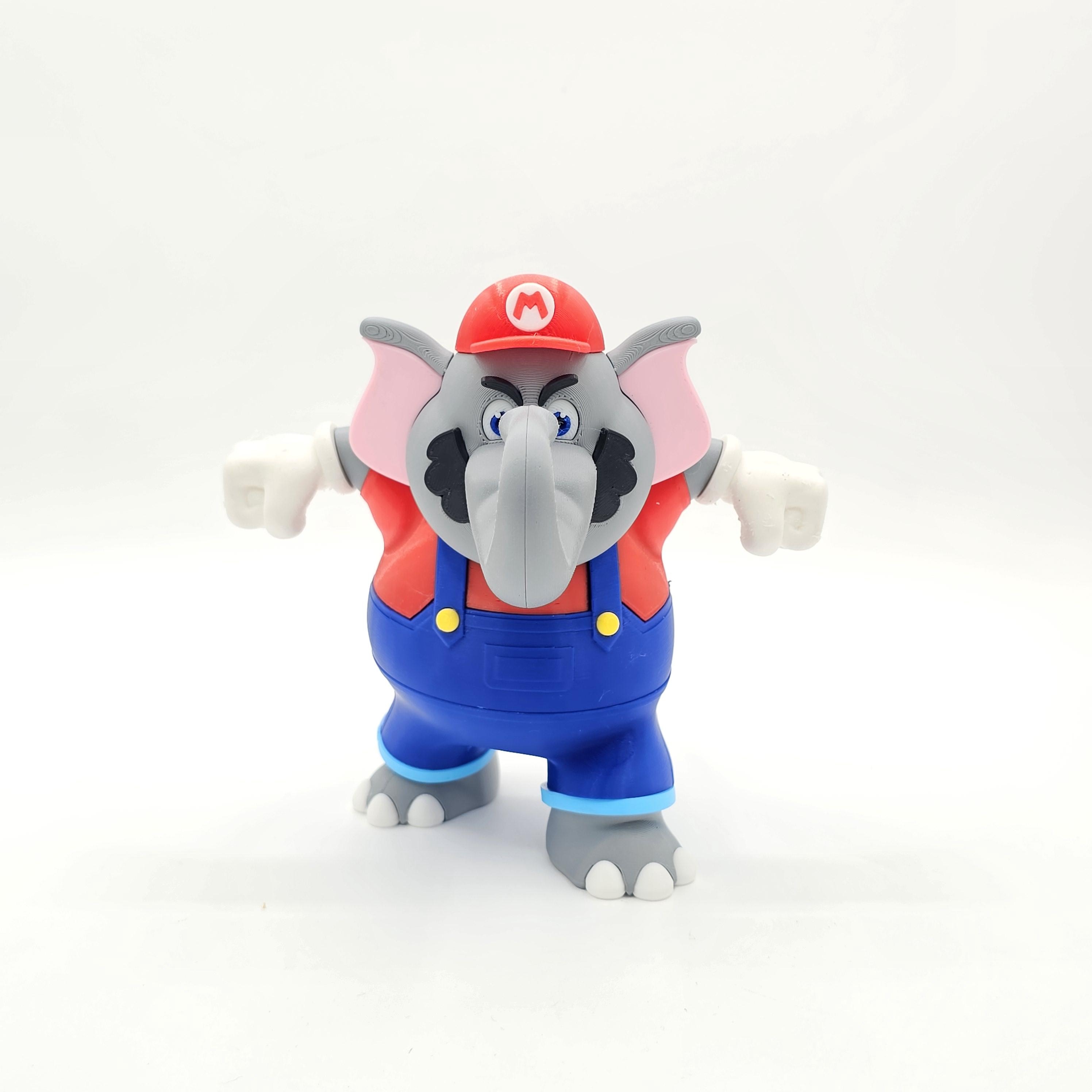3D Printed Elephant Mario Figurine: Custom Fan Art Collectible