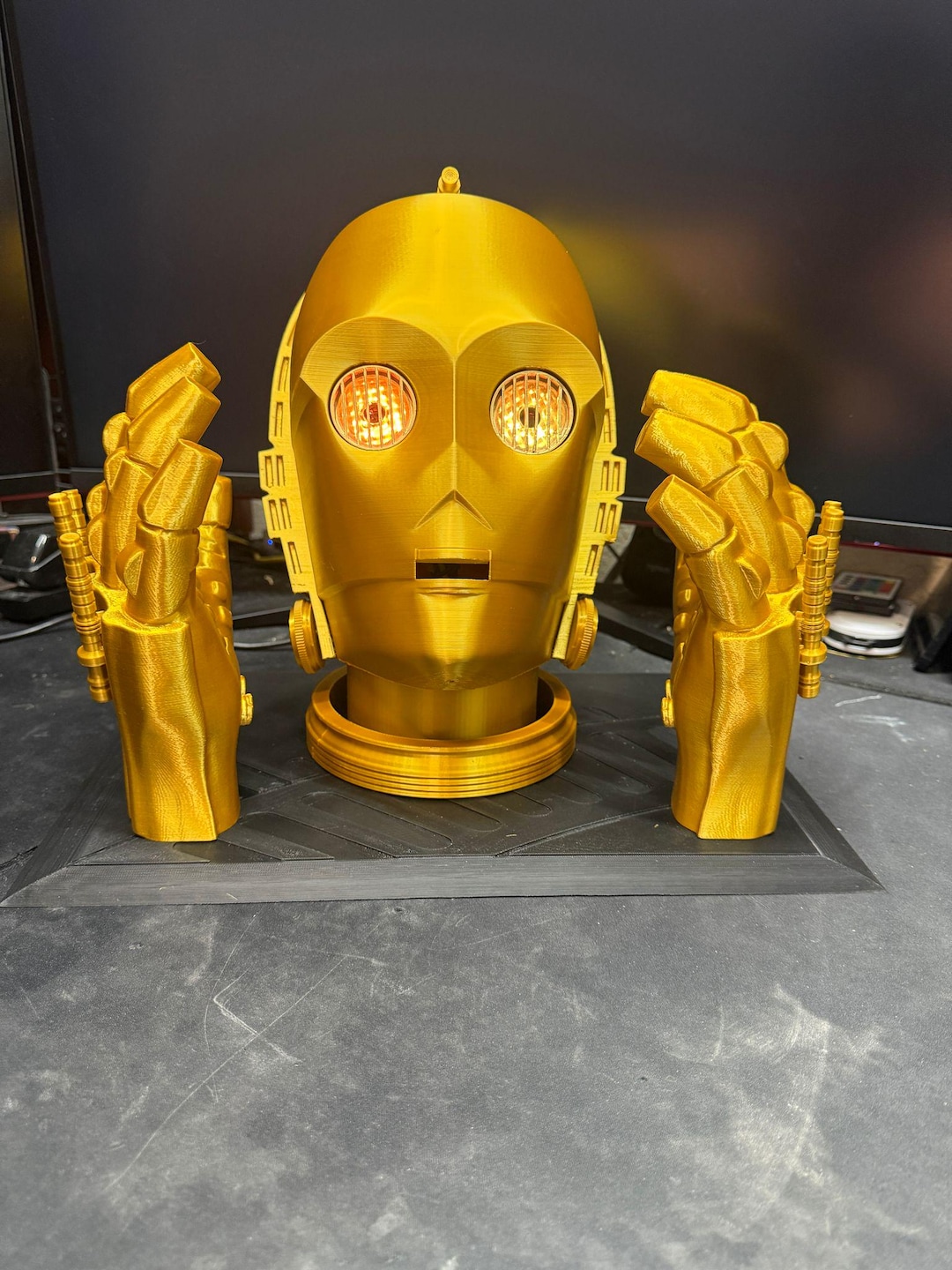 C-3PO Head and Hands - 3D Printed - Light up Eyes