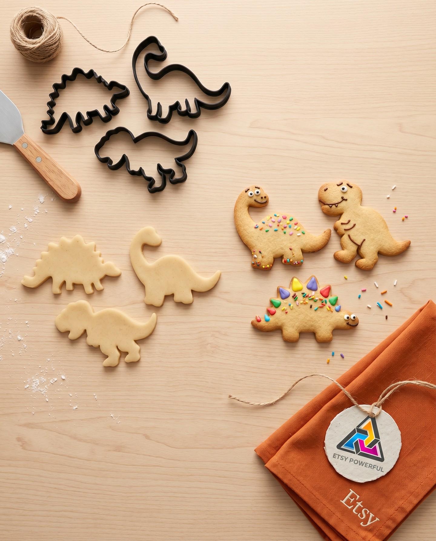 Dinosaur Cookie Cutters: 3pc 3D Printed PLA Molds