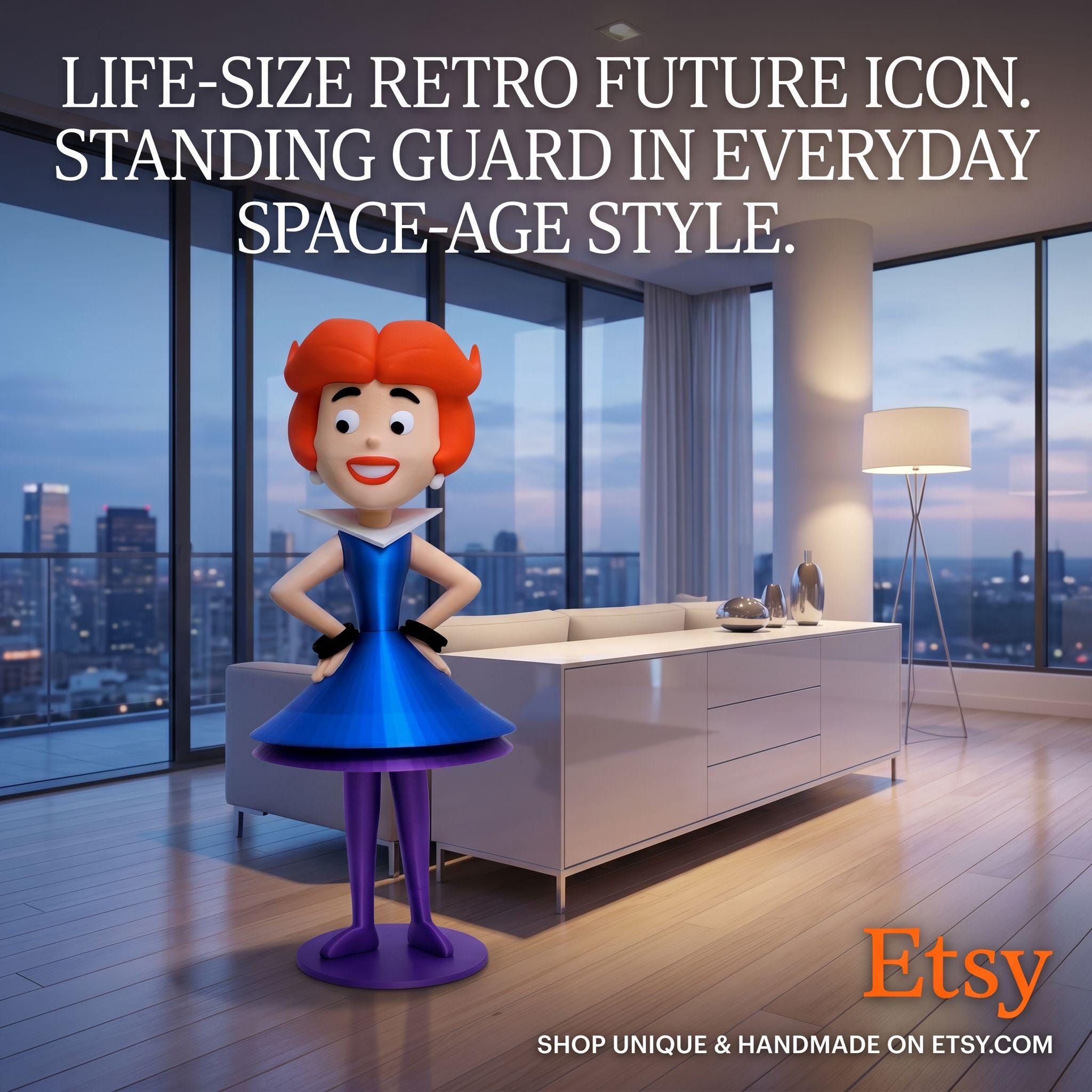 Jane Jetson – 36” Tall 3D Printed Statue – Oversized Jetsons Collectible Figure