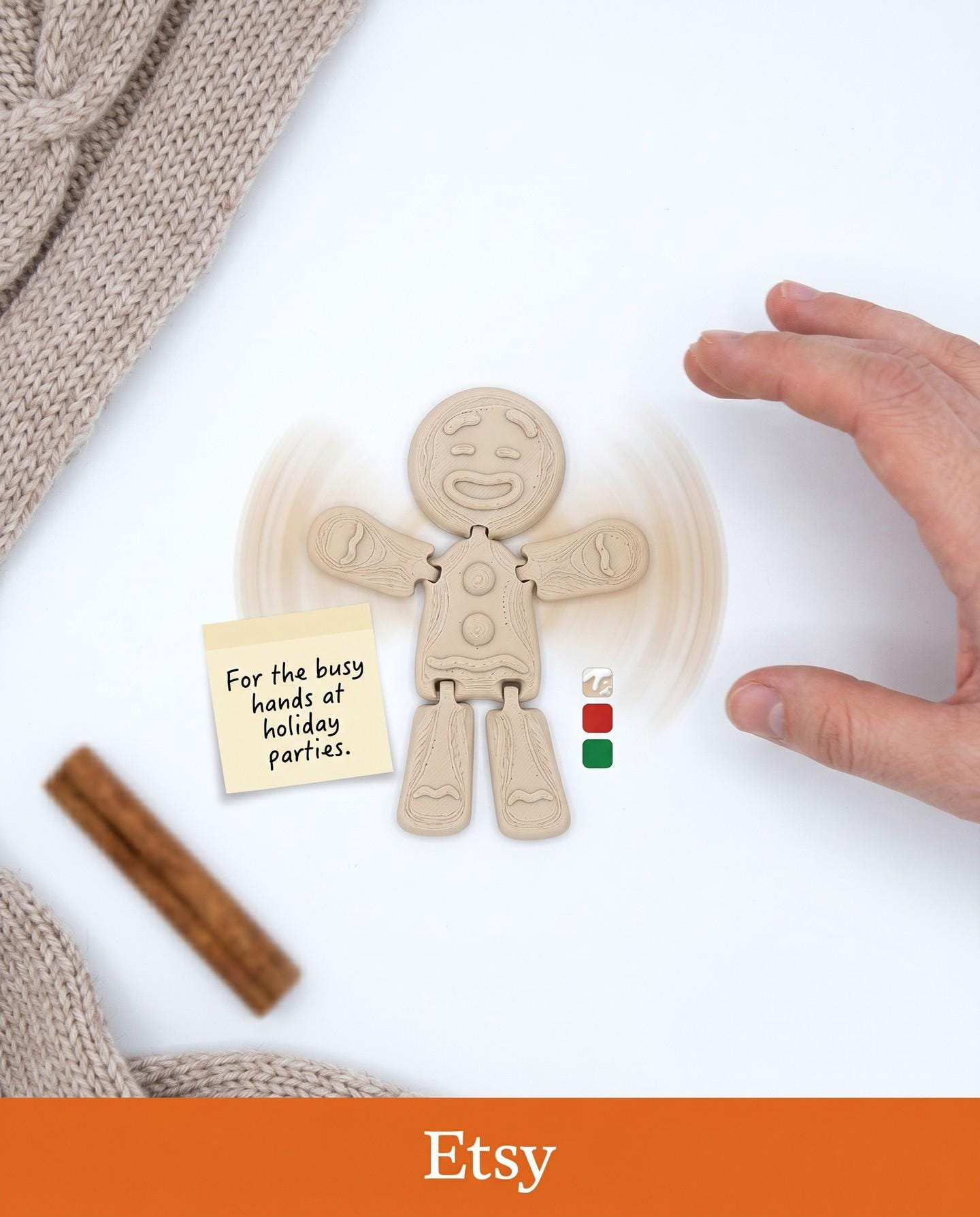 3D Printed Gingerbread Man Fidget Toy: Holiday Stress Relief