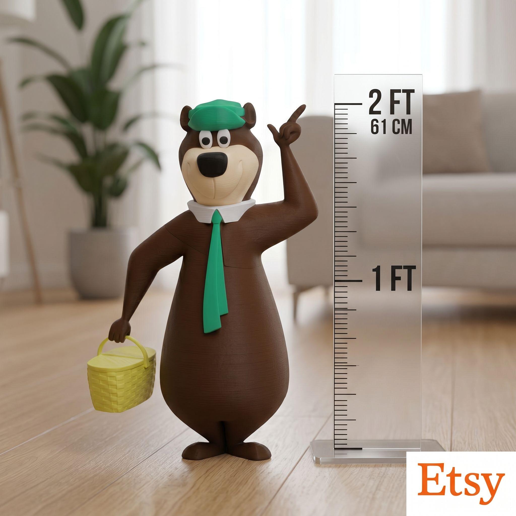 Yogi Bear – 23” Tall 3D Printed Statue – Oversized Hanna-Barbera Collectible Figure