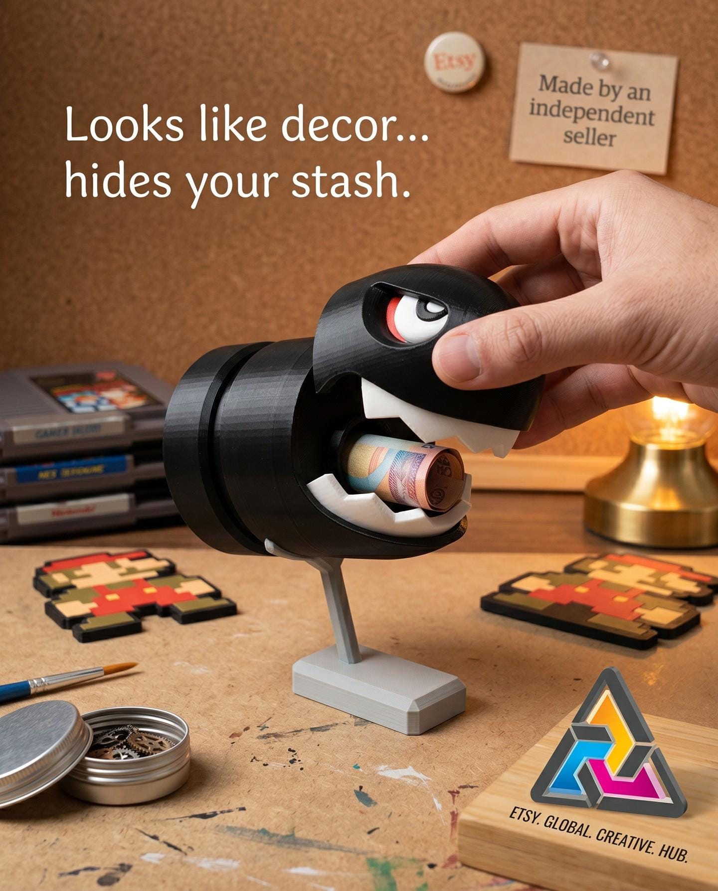 3D Printed Bullet Bill – Mario Nintendo, Hide-A-Way Storage