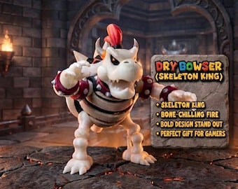 Dry Bowser Figure – Handmade Video Game Display Model - 3D Printed