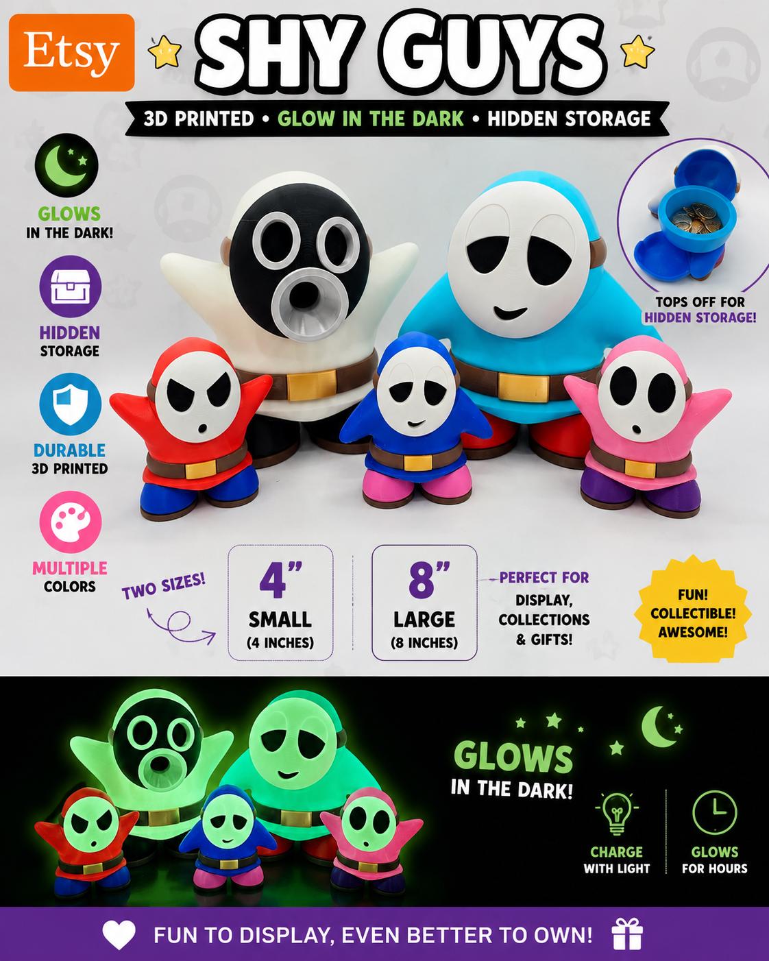 3D Printed Shy Guy Figure: Mario Fan Art with Hidden Storage