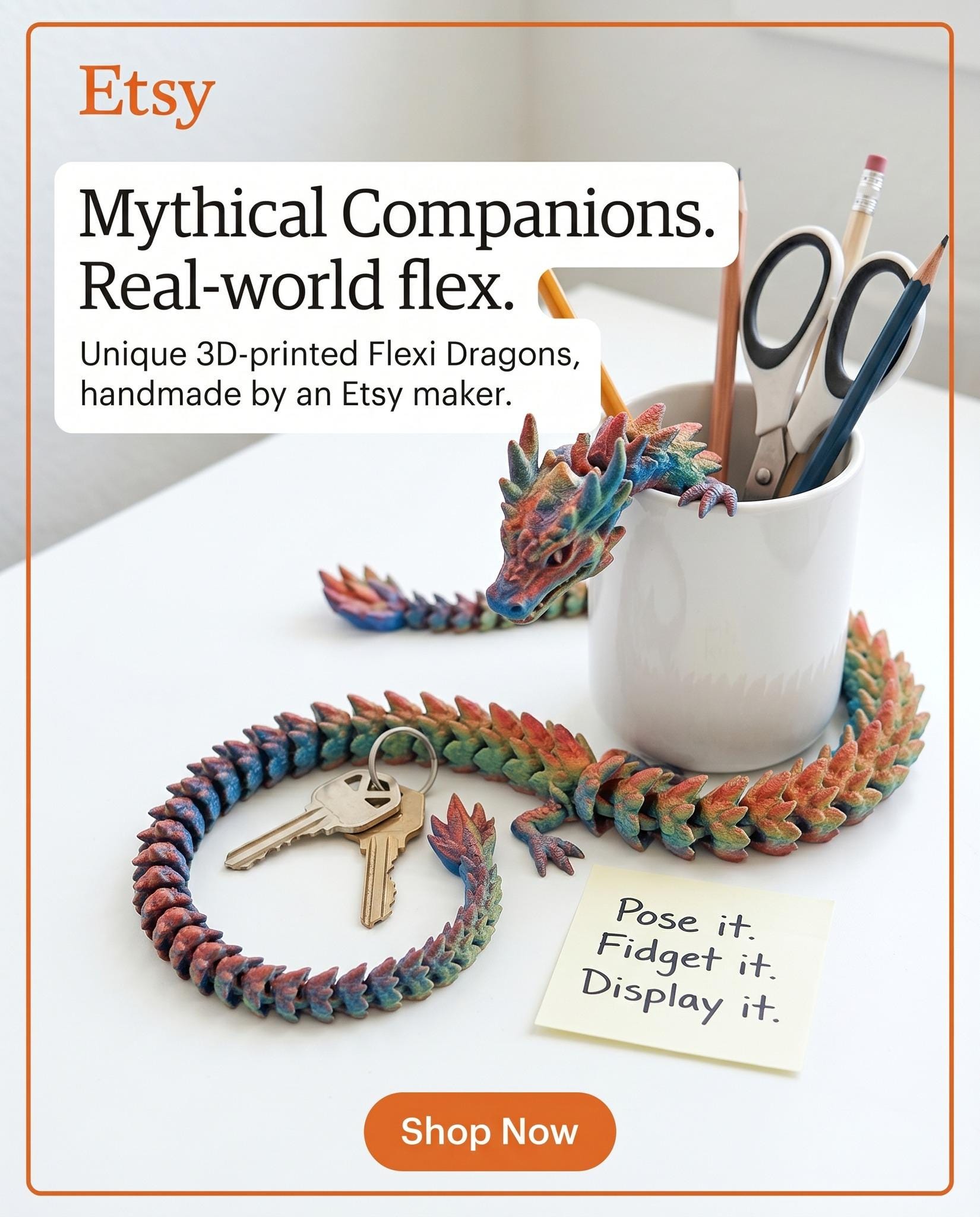 3D Printed Flexi Dragon – Mythical 3D Printed Fantasy Collectible